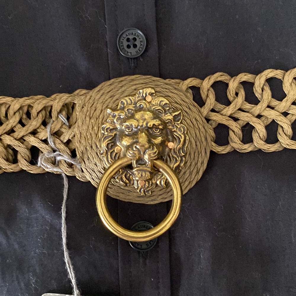 Vintage brass woven lions head belt - Picture 2 of 8